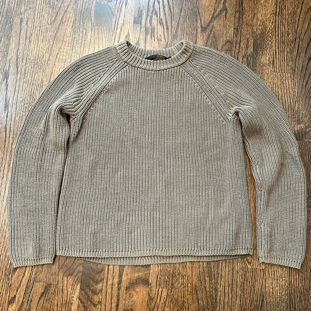NWOT - Jenni Kayne Cotton Fisherman Sweater - Size S - Olive/Gray